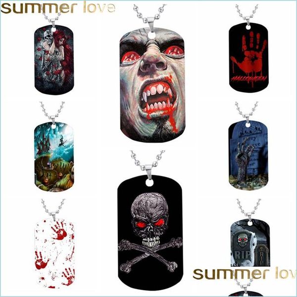 

pendant necklaces new design halloween gifts necklaces stainless steel skl pendant punk vampire dog tag necklace party jewelry 14 dr dh0zs, Silver