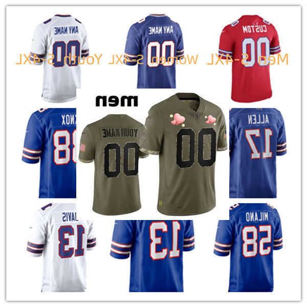 

football jersey buffalo''bills''custom 40 von miller 17 josh allen 13 gabe davis 26 devin singletary 27 tre'davious, Black;red