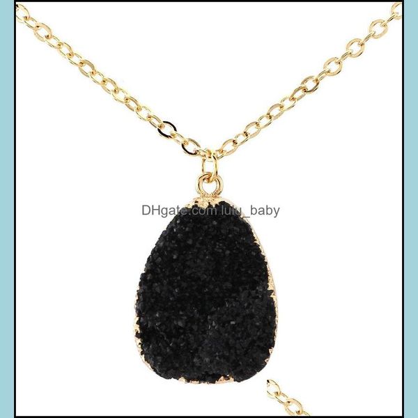 

pendant necklaces imitate irregar natural stone pendant necklace quartz crystal gold chain necklaces fashion jewelry drop delivery pe dhhja, Silver
