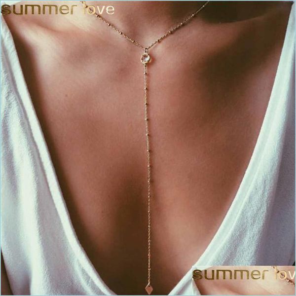 

pendant necklaces tiny y layering necklace bohemian beach gold filled chocker cz charm jewelry for women ladies gifts drop delivery dha9k, Silver