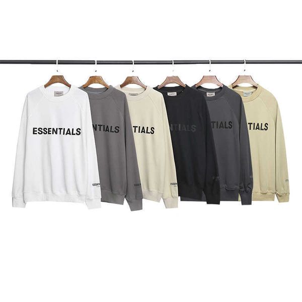 

men's and women's sweatshirts 2022 fashion brand essential autumn winter new style double track stereo press letters terry plush r, Black