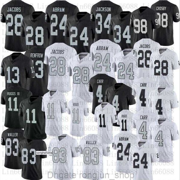 

jersey men women youth football 28 josh jacobs 11 henry ruggs iii 83 darren waller 13 hunter renfrow 34 bo jackson 24 johnathan abram 4 dere, Black;red