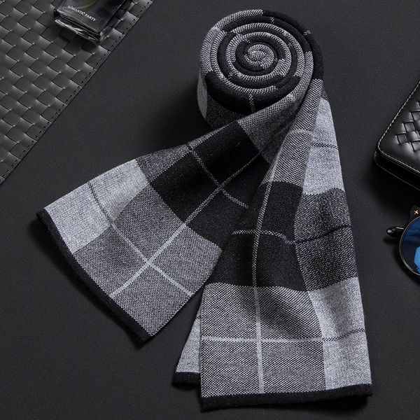 

scarves winter scarf men warm neck classic business designer knitted shawls luxury brand plaid foulard hommes 180x30cm 221119, Blue;gray