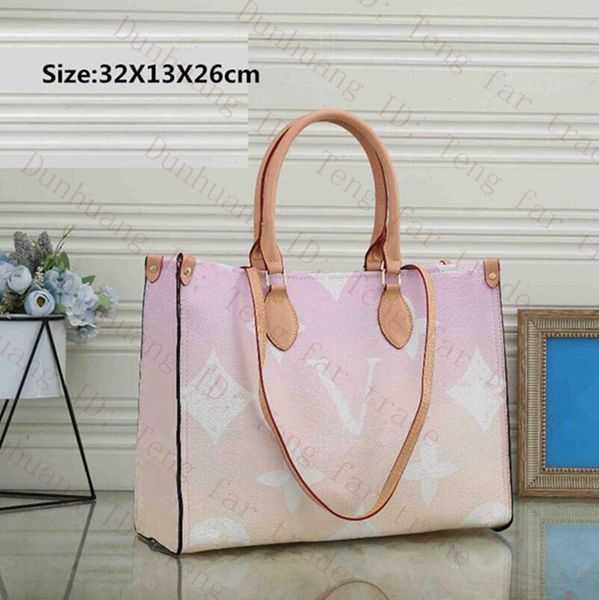 

lvvl bag handbags 5a designer bag on the go mm gm pm fashion tote shoulder cross body bags sunrise pastel embossed leather women flower prin