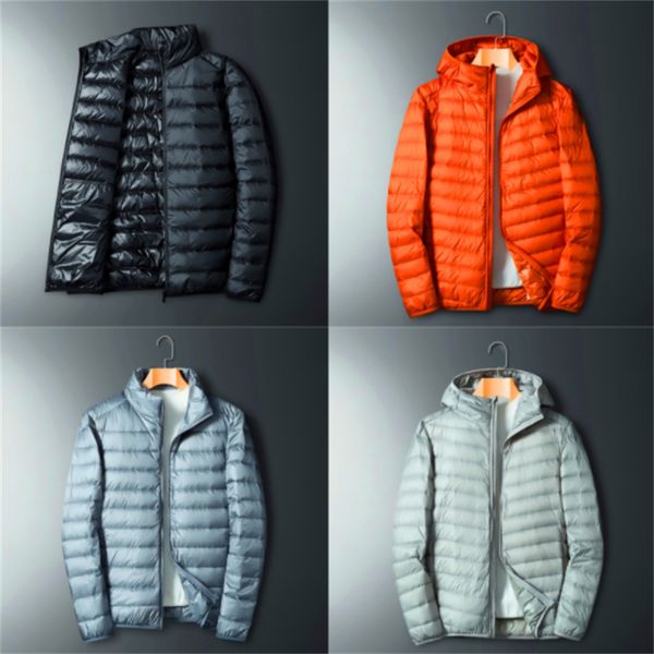 

2022 cropped puffer jacket mens down jackets autumn and winter new white duck downs light warm thin down men puffes coat hooded trend black