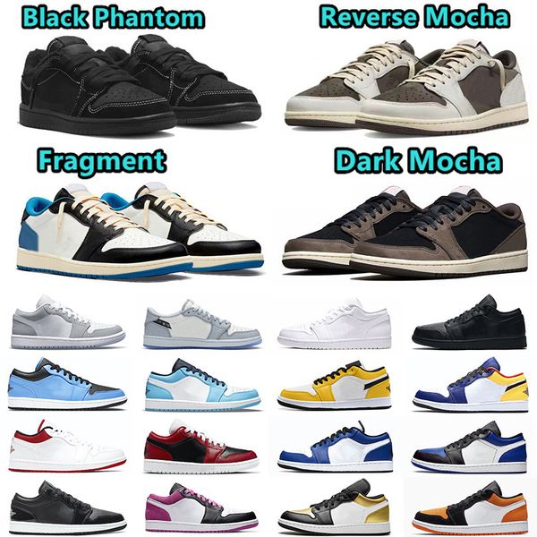 

travis scots black phantom jorda1 basketball shoes jumpman 1s low dark mocha reverse mocha fragment wolf grey chicago university blue sport
