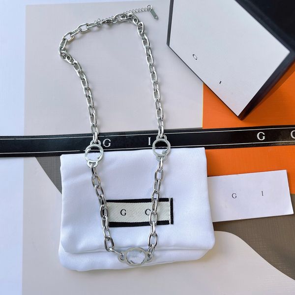 

luxury noble silver plated necklace fashion design letter necklace girl for designer jewelry long chain popular brand gift selection quality