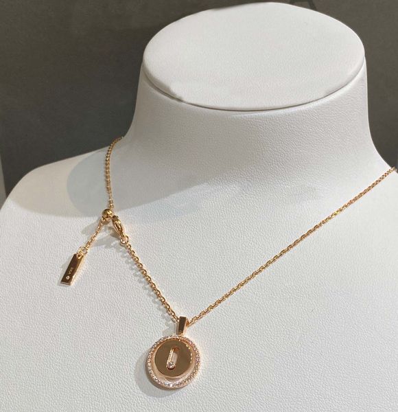 

2022 luxury quality round shape charm pendant necklace with diamond in two colors plated have stamp ps4954, Golden