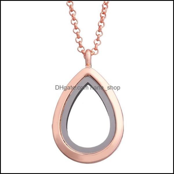 

other jewelry sets watter drop floating locket necklace pendant women magnetic living memory glass openable charm necklaces diy jewe dhmju, Silver