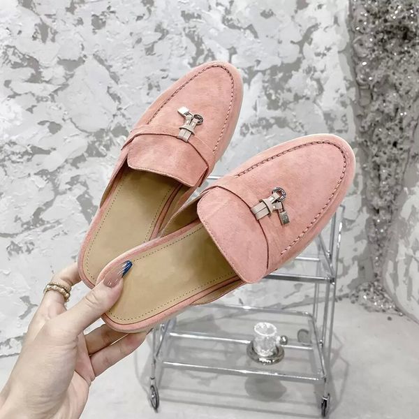 

womens sandals classic half slipper luxury designer beach flat slippers with premium leather fabric letter pattern with box, Black