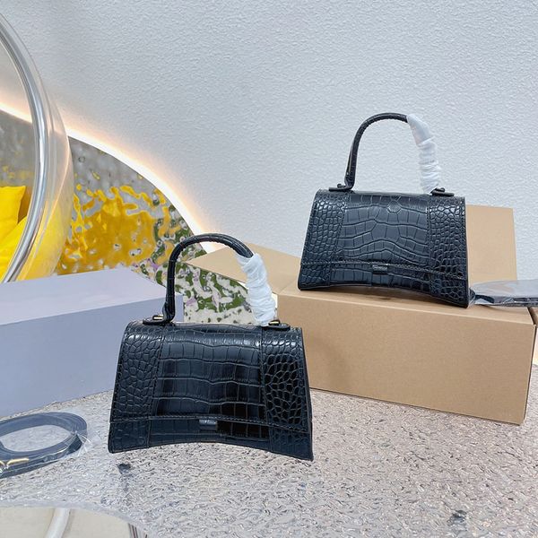 

lady fashion handbags luxury hourglass bag crocodile embossing women tote bags clutch flap chain shoulder bags half moon crossbody letter b