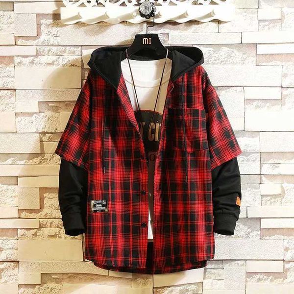 

men's hoodies sweatshirts hoodie men pullover men's jacket coats 2022 new fashion sweatshirts mens plaid patchwork harajuku hooded, Black