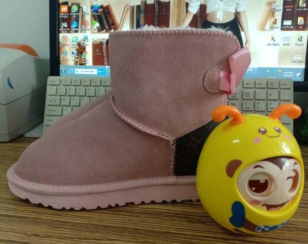 

22 sell aus classical design l bow u boots women snow bowknot keep warm genuine leather sheepskin plush transshipment, Black