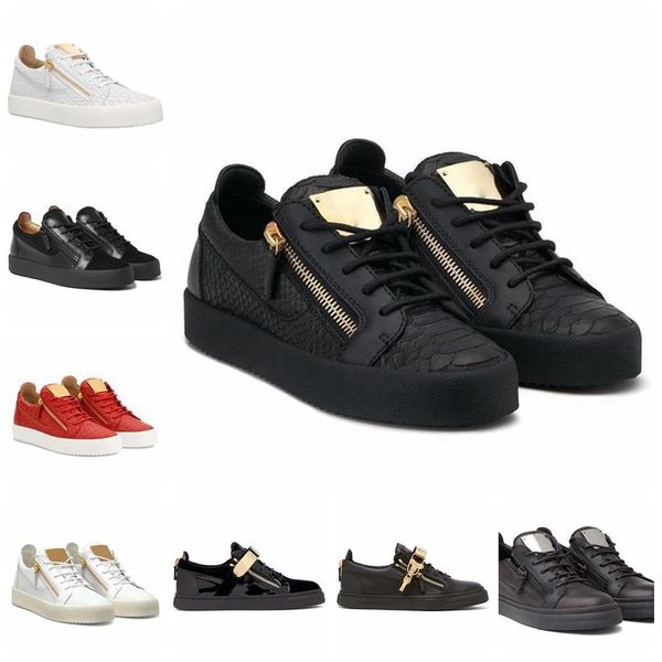 

italy luxe casual shoes zipper mens and women low flat shoes genuine leather mens shoes sneakers trainers gz giuseppes zanotties dts, Black
