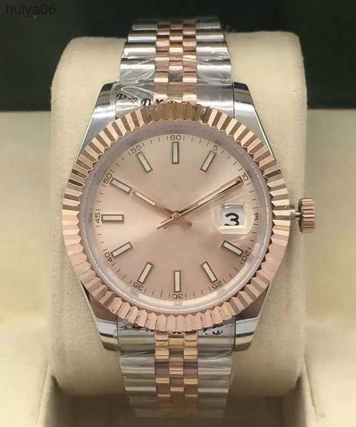 

automatic mechanical male wristwatch classic men's 41mm single calendar watch stainless steel watchband huiya06, Slivery;brown