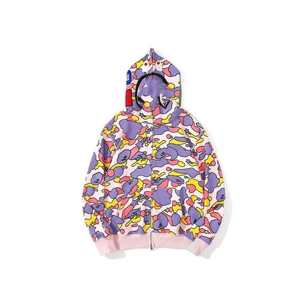 

designer coat shark mouth men's sweatshirts ms tracksuits bathe 3d printed hoodie fashion embroidered cardigan camo man high street sha, Black