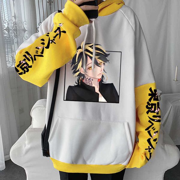 

men's hoodies sweatshirts anime tokyo revengers harajuku hoodies manga kazutora hanemiya aesthetic graphics women oversized patchwork s, Black