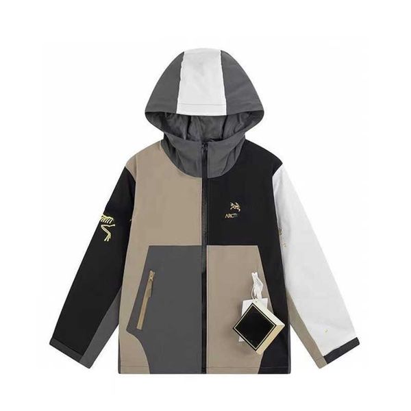 

arc designer jacket men women embroidery letters hooded coat couple fashion waterproof cardigan windbreaker, Black;brown