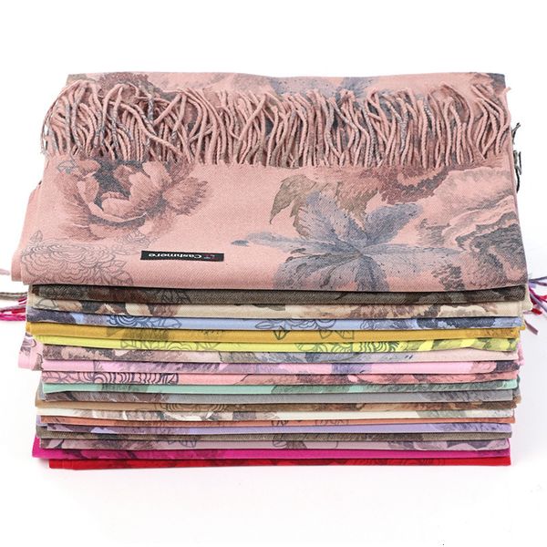 

scarves luxury brand cashmere women scarf printed winter warm shawl and wraps pashmina bandana long thicken blanket female foulard 221119, Blue;gray