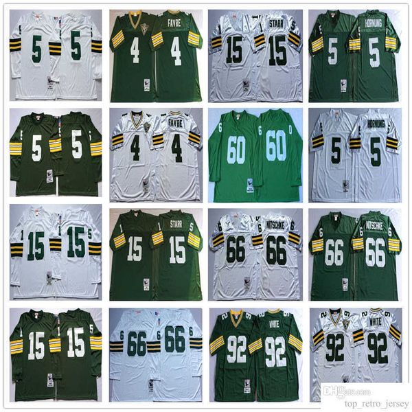 

mitchell and ness vintage football 92 reggie white jerseys 4 brett favre 5 paul hornung 15 bart starr 66 ray nitschke jersey man s-xxxl gree, Black;red