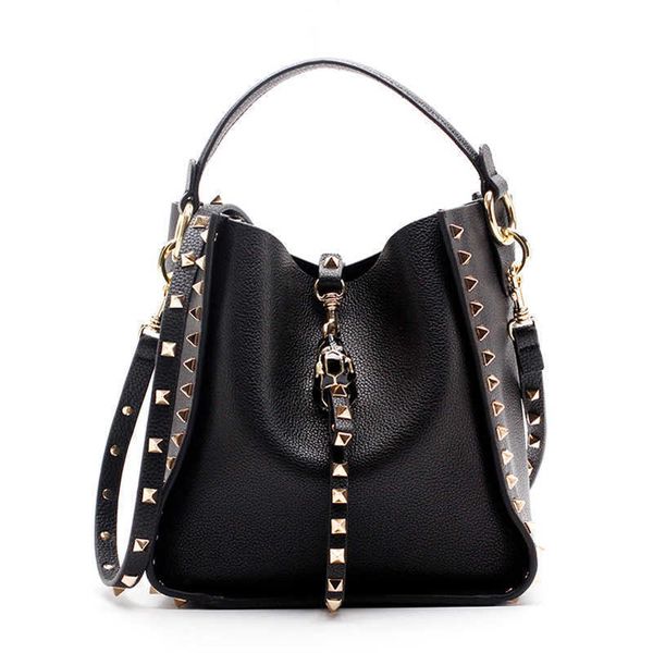 

shoulder bags famous brand designer women's bucket genuine leather ladies handbag gold rivet female vintage tote 022 221115