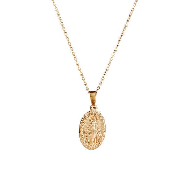 

cross religious accessories necklace virgin mary pendant alloy necklace, Silver