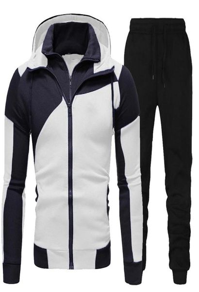 

jogging clothing autumn winter men039s hoodiespants tracksuit casual men sportswear fleece zipper jacket sports pants suit7808977, Black;red