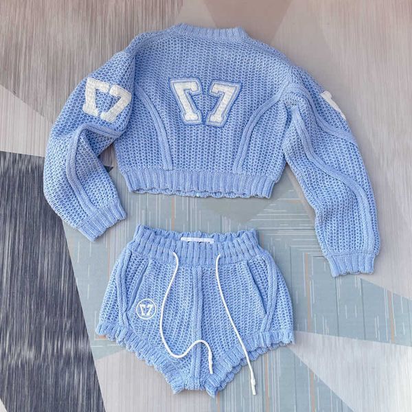 

women's two piece pants girls suit knitting 2021 new fashion summer korean ladylike sweet 2 pic set full zipper o-neck elastic waist so, White