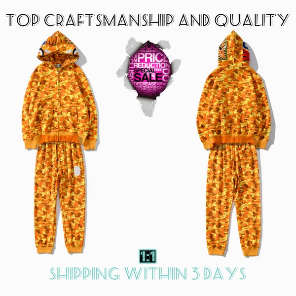 

craftsmanship mens hoodies suit designer jacket shark pullover tiger full zip hoodie color harajuku sweatshirt fashion co-branding camouflag, Black