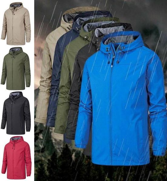 

men039s trench coats waterproof coat mens autumn winter warm outwear windbreaker outdoor work hooded rain, Tan;black