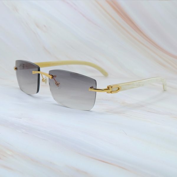 

white buffalo horn sunglasses luxury designer carter stylish vintage sun glasses mens rimless outdoor decoration shades eyewear gafas de sol, Black