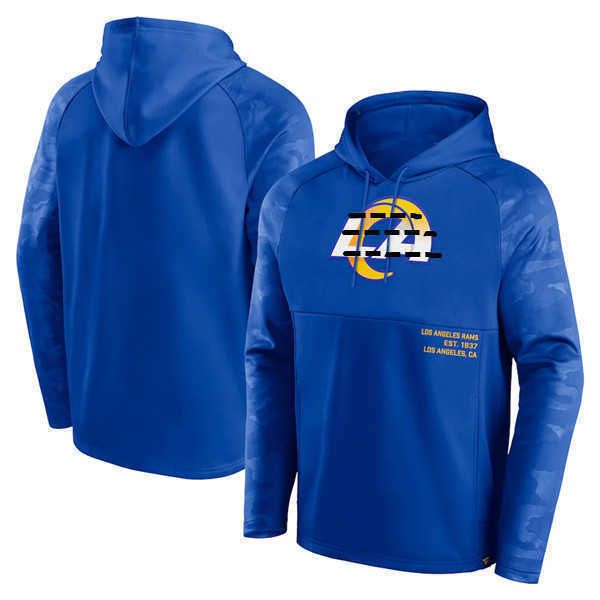 

men los angeles style ram hoodies black service sideline performance pullover hoodie, Blue;black