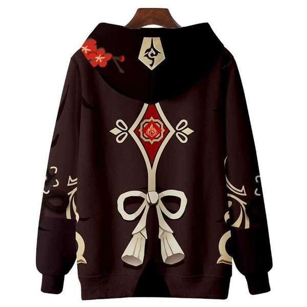 

men's hoodies sweatshirts genshin impact zip-up hoodie hu tao cosplay 3d sweatshirts men woman hooded casual street clothing cartoon ki, Black
