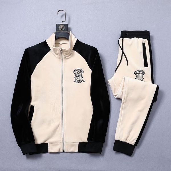

men women tracksuits two pieces set jacket pants with letters and strips printed #13, Gray