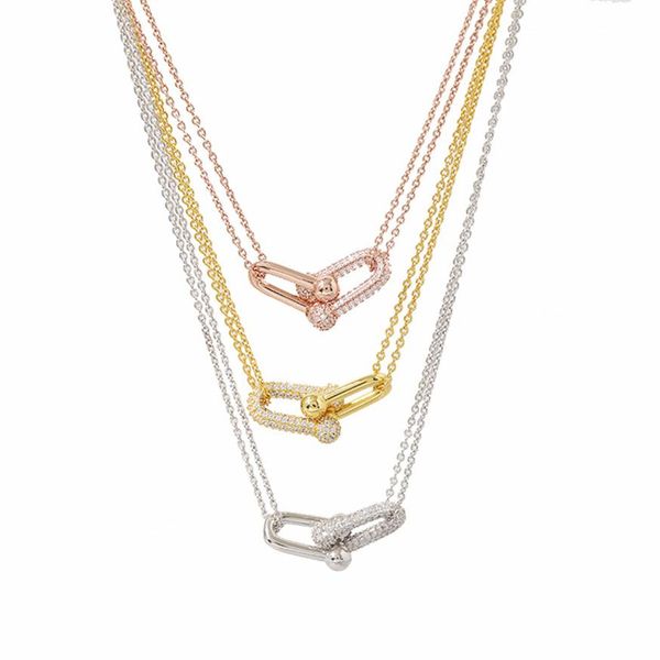 

s925 sterling silver double chain necklaces for women u tif necklace diamond fashtion classic charm style luxury brand jewelry fine gif202a