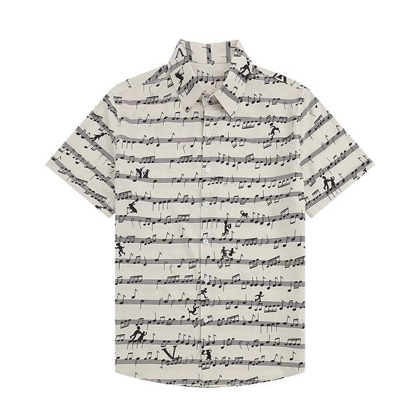 

23ss luxury designer t shirts mens fashion musical note letter print bowling shirt hawaii floral womens casual shirts men slim fit short sle, White;black