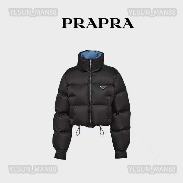 

womens designer prads down jacket autumn and winter sleeves disassembled puffer jackets coat outerwear causal warm thickened parka, Black