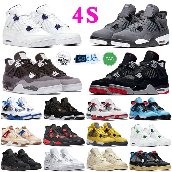 

jumpman 4 mens womens basketball shoes bred 4s unc black cat university blue the cactus white grey men pure royalty men sport sneakers 36-47