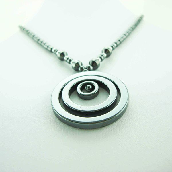 

handmade jewelry wholesale beaded necklace hematite necklace magnetic therapy jewelry camp multi-layer eccentric ring pendant for women, Silver