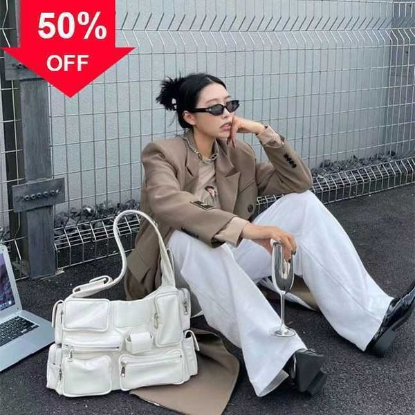 

luxury designer handbag men and women's common cowhide locomotive bag fashion multi-pocket leisure one multi-functional shoulder bags f