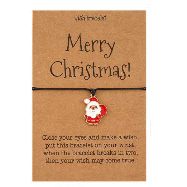 

alloy santa pendant adjustable hand-woven card bracelet hand rope, Golden;silver