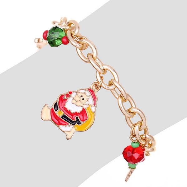 

handmade jewelry wholesale santa claus bracelet alloy dripping oil christmas tree elk bracelet gift, Black