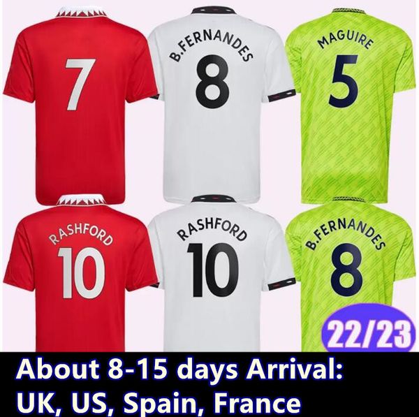

22 23 sancho soccer jerseys antony eriksen b.fernandes utds rashford football shirt 2022 2023 men kids casemiro elanga varane maguire martin, Black;yellow