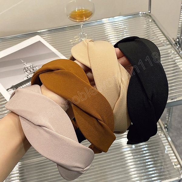 

solid colour fabric cross-winding headband fashion hair accessories women trend casual temperament hairband hair band girl, Silver