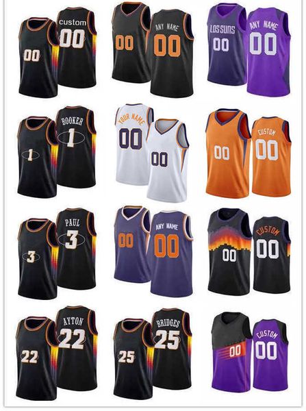 

75th anniversary custom men sunns basketball jerseys devin 1 booker chris 3 paul mikal 25 bridges deandre 22 ayton cameron johnson biyombo, Black;red