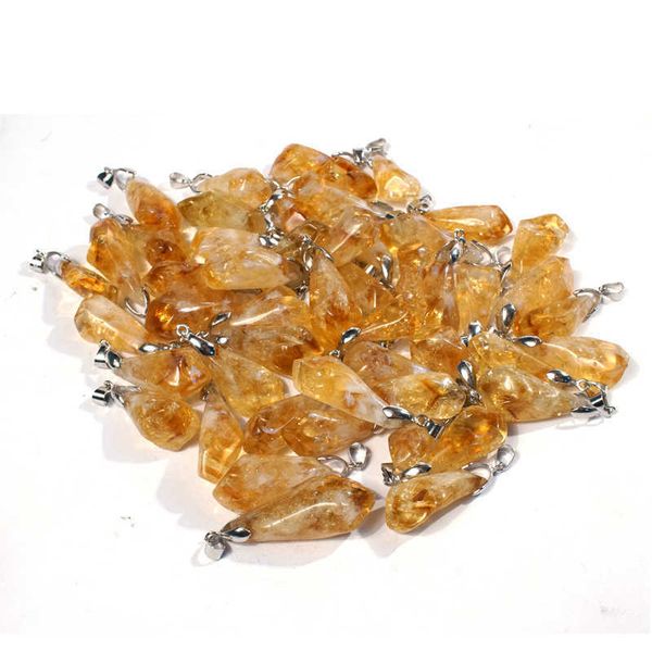 

citrine pendant natural crystal energy necklace yoga meditation healing gift wholesale, Silver
