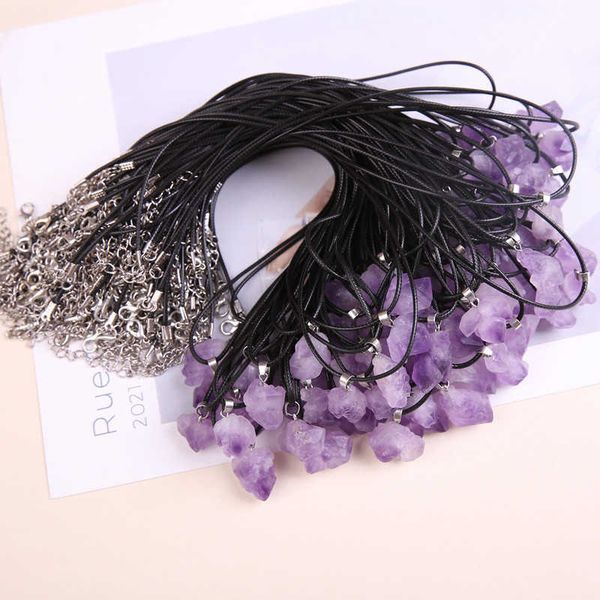 

natrlicher kristallanhnger amethyst rohstein halskette grohandel, Silver