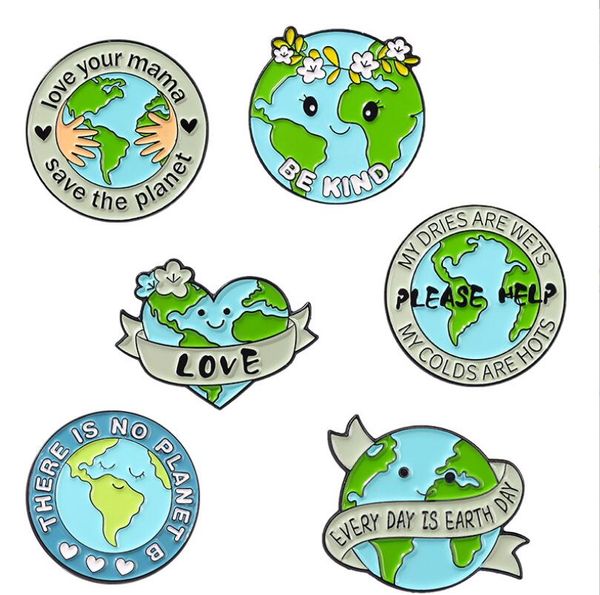 

cartoon jewelry brooches protecting earth alloy paint brooch metal badge pin, Red;brown