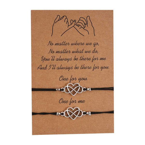 

card lovers bracelet creative personality alloy love 8-character wax thread woven push-pull bracelet jewelry, Golden;silver