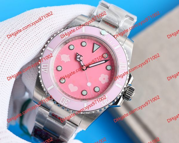

men's watch 116610 pink watch 3135 automatic mechanical 40mm dial ceramic bezel 904l refined steel case women's watches couples wa, Slivery;brown